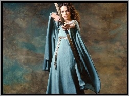 suknia, łuk, Keira Knightley, niebieska